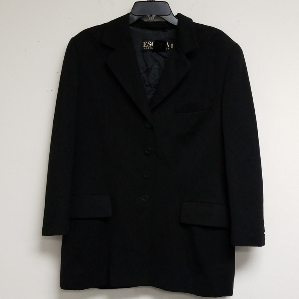 Escada Margaretha Ley Black Wool Button Blazer 42